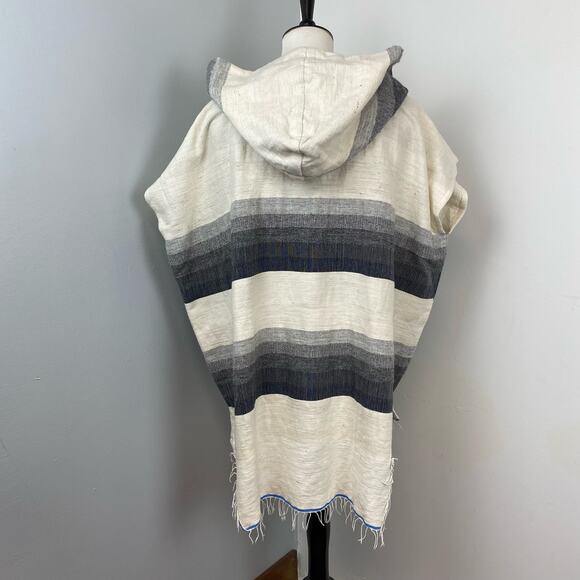 LemLem Gray Striped Debizaza Hooded Poncho Large NEW - Picture 10 of 14